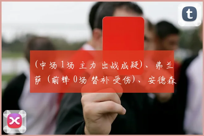 (中场 1场 主力 出战成疑)、弗兰萨 (前锋 0场 替补 受伤)、安德森 (后卫 1场 主力 受伤)、阿尤 (前锋 1场 主力 受伤)